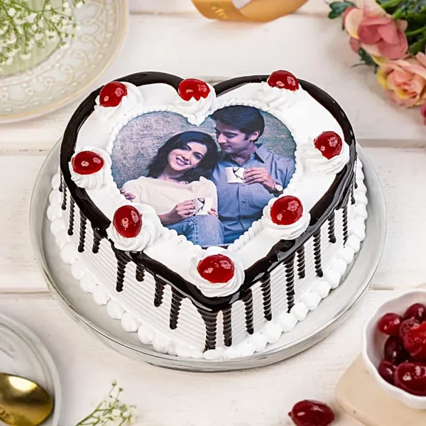 Heart Shaped Black Forest Photo Cake
